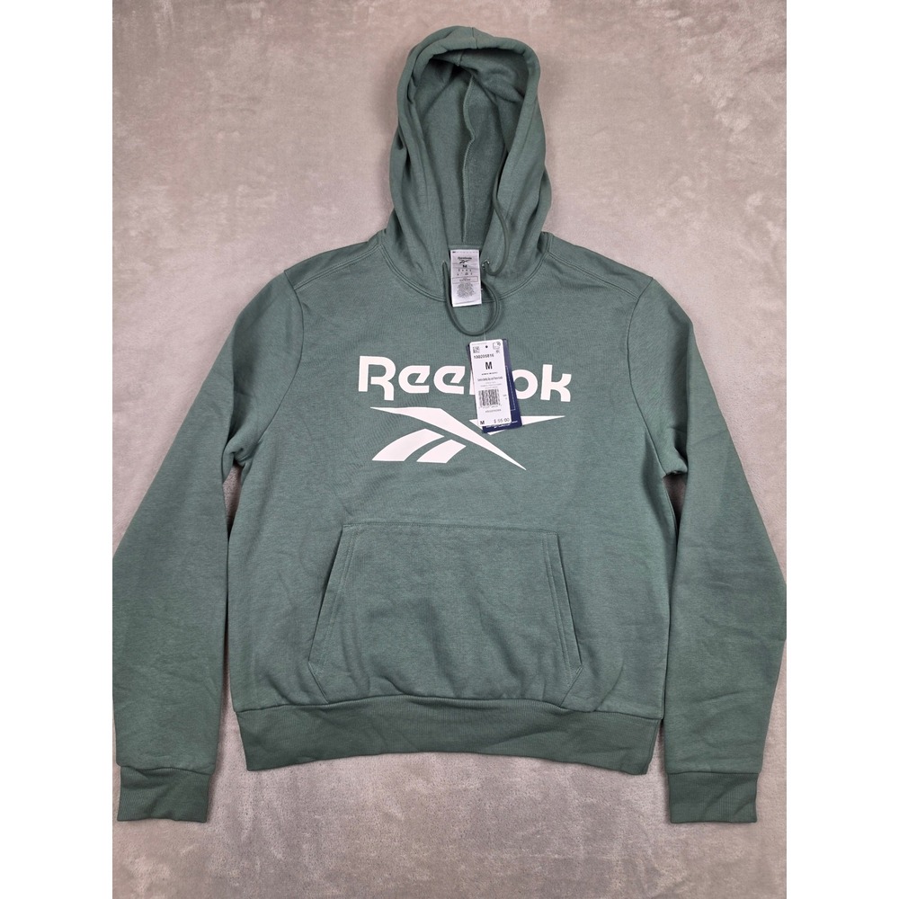 Reebok Identity Big Logo Fleece Hoodie Women Size M Escape Green Pullover